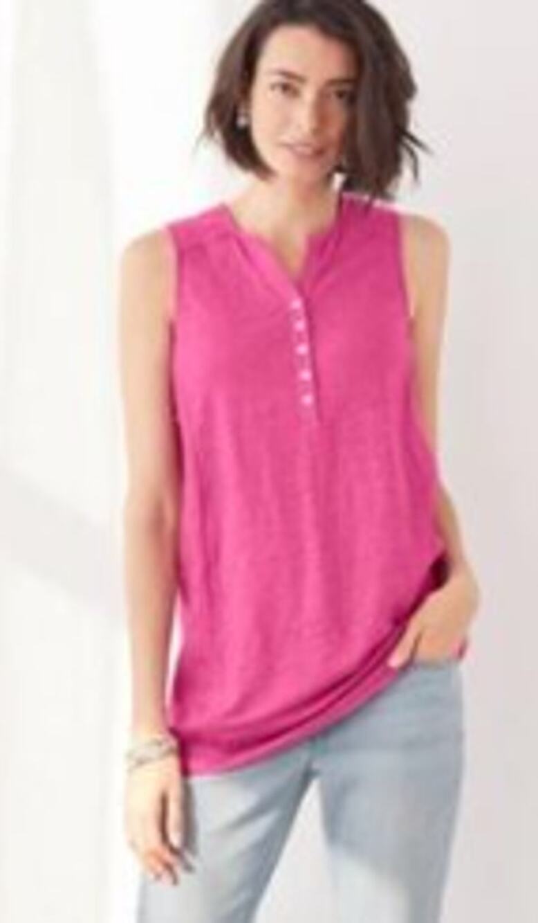 J. Jill Love Linen Women Small Magenta Pink Wide Strap 100% Linen Tank Top